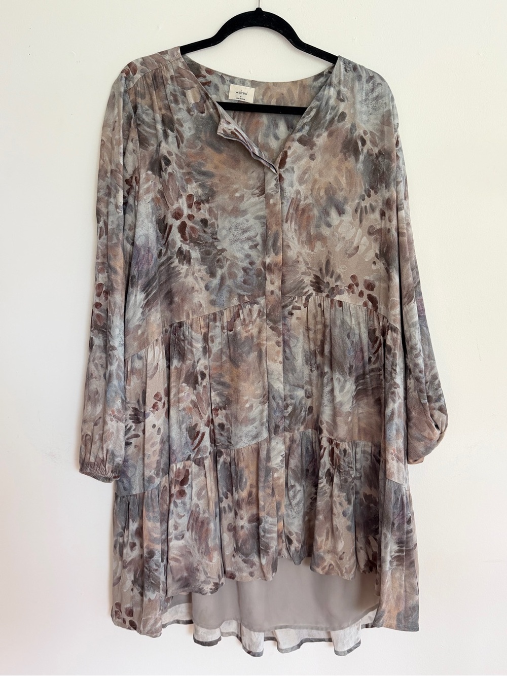 Wilfred Neutral Floral Tiered Tunic Dress
